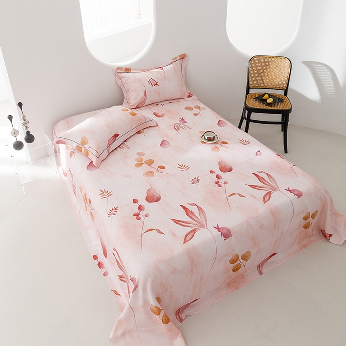 91家纺网 家纺一手货源 找家纺 洽想家 2025新款100%纯竹纤维凉席竹席冰丝席三件套空调席凉感席竹纤维软席子三件套 福禄粉