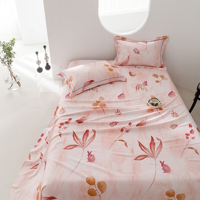 91家纺网 家纺一手货源 找家纺 洽想家 2025新款100%纯竹纤维凉席竹席冰丝席三件套空调席凉感席竹纤维软席子三件套 福禄粉