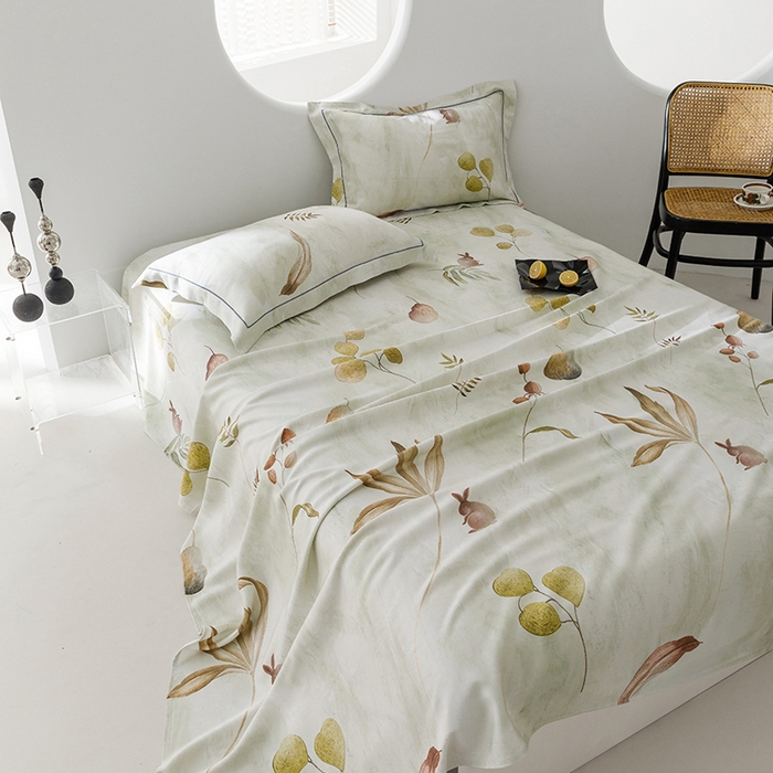 洽想家 2025新款100%纯竹纤维凉席竹席冰丝席三件套空调席凉感席竹纤维软席子三件套 福禄绿