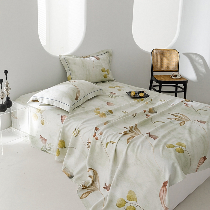 91家纺网 家纺一手货源 找家纺 洽想家 2025新款100%纯竹纤维凉席竹席冰丝席三件套空调席凉感席竹纤维软席子三件套 福禄绿