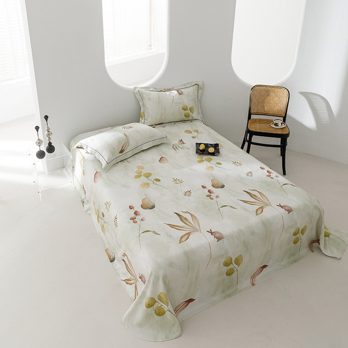 91家纺网 家纺一手货源 找家纺 洽想家 2025新款100%纯竹纤维凉席竹席冰丝席三件套空调席凉感席竹纤维软席子三件套 福禄绿