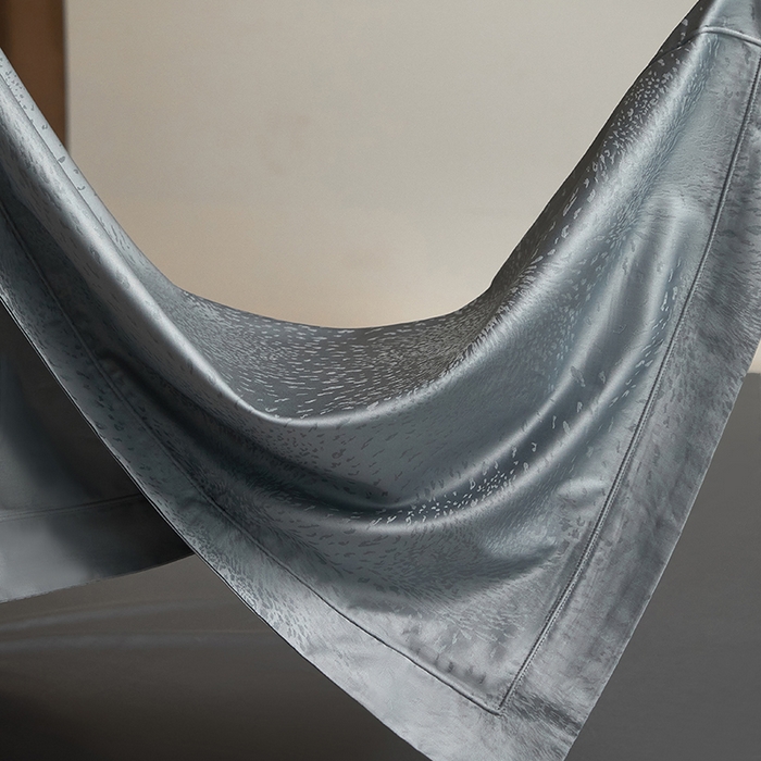 91家纺网 家纺一手货源 找家纺 洽想家 2025新款长绒棉贡缎提花手工立体埋绳工艺四件套礼盒包装系列二 星耀（天空蓝）