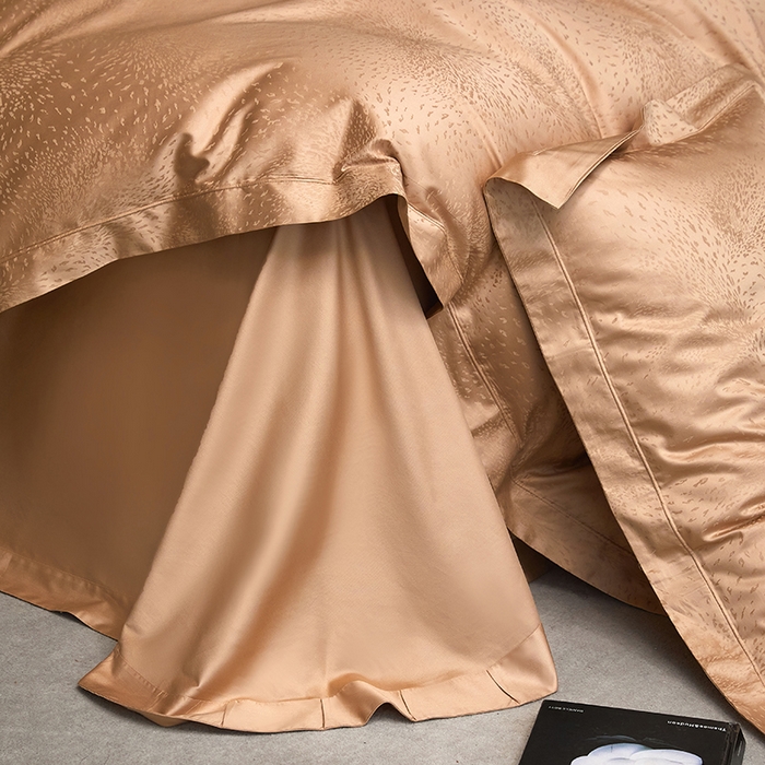 91家纺网 家纺一手货源 找家纺 洽想家 2025新款长绒棉贡缎提花手工立体埋绳工艺四件套礼盒包装系列二 星耀（香槟色）