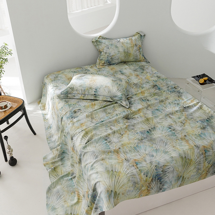 洽想家 2025新款100%纯竹纤维凉席竹席冰丝席三件套空调席凉感席竹纤维软席子三件套 鸢尾绿