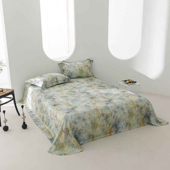 91家纺网 家纺一手货源 找家纺 洽想家 2025新款100%纯竹纤维凉席竹席冰丝席三件套空调席凉感席竹纤维软席子三件套 鸢尾绿