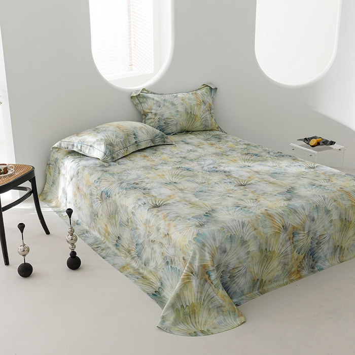 91家纺网 家纺一手货源 找家纺 洽想家 2025新款100%纯竹纤维凉席竹席冰丝席三件套空调席凉感席竹纤维软席子三件套 鸢尾绿