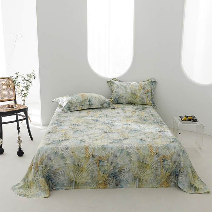 91家纺网 家纺一手货源 找家纺 洽想家 2025新款100%纯竹纤维凉席竹席冰丝席三件套空调席凉感席竹纤维软席子三件套 鸢尾绿