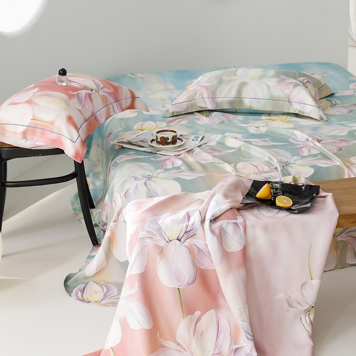 91家纺网 家纺一手货源 找家纺 洽想家 2025新款100%纯竹纤维凉席竹席冰丝席三件套空调席凉感席竹纤维软席子三件套 绽放粉