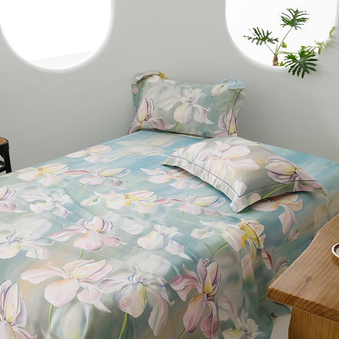 91家纺网 家纺一手货源 找家纺 洽想家 2025新款100%纯竹纤维凉席竹席冰丝席三件套空调席凉感席竹纤维软席子三件套 绽放绿