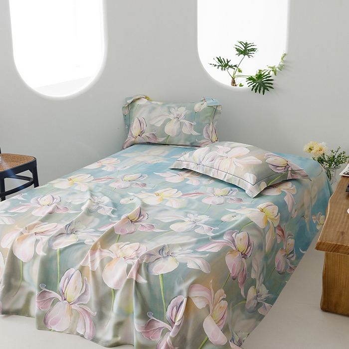 91家纺网 家纺一手货源 找家纺 洽想家 2025新款100%纯竹纤维凉席竹席冰丝席三件套空调席凉感席竹纤维软席子三件套 绽放绿