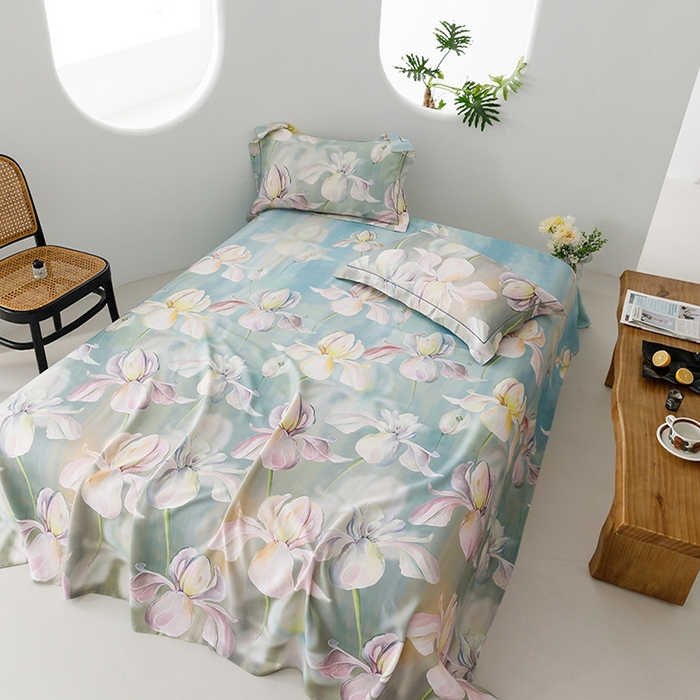 91家纺网 家纺一手货源 找家纺 洽想家 2025新款100%纯竹纤维凉席竹席冰丝席三件套空调席凉感席竹纤维软席子三件套 绽放绿