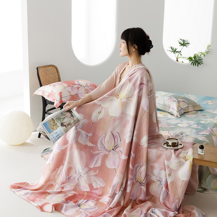 91家纺网 家纺一手货源 找家纺 洽想家 2025新款100%纯竹纤维凉席竹席冰丝席三件套空调席凉感席竹纤维软席子三件套 绽放绿