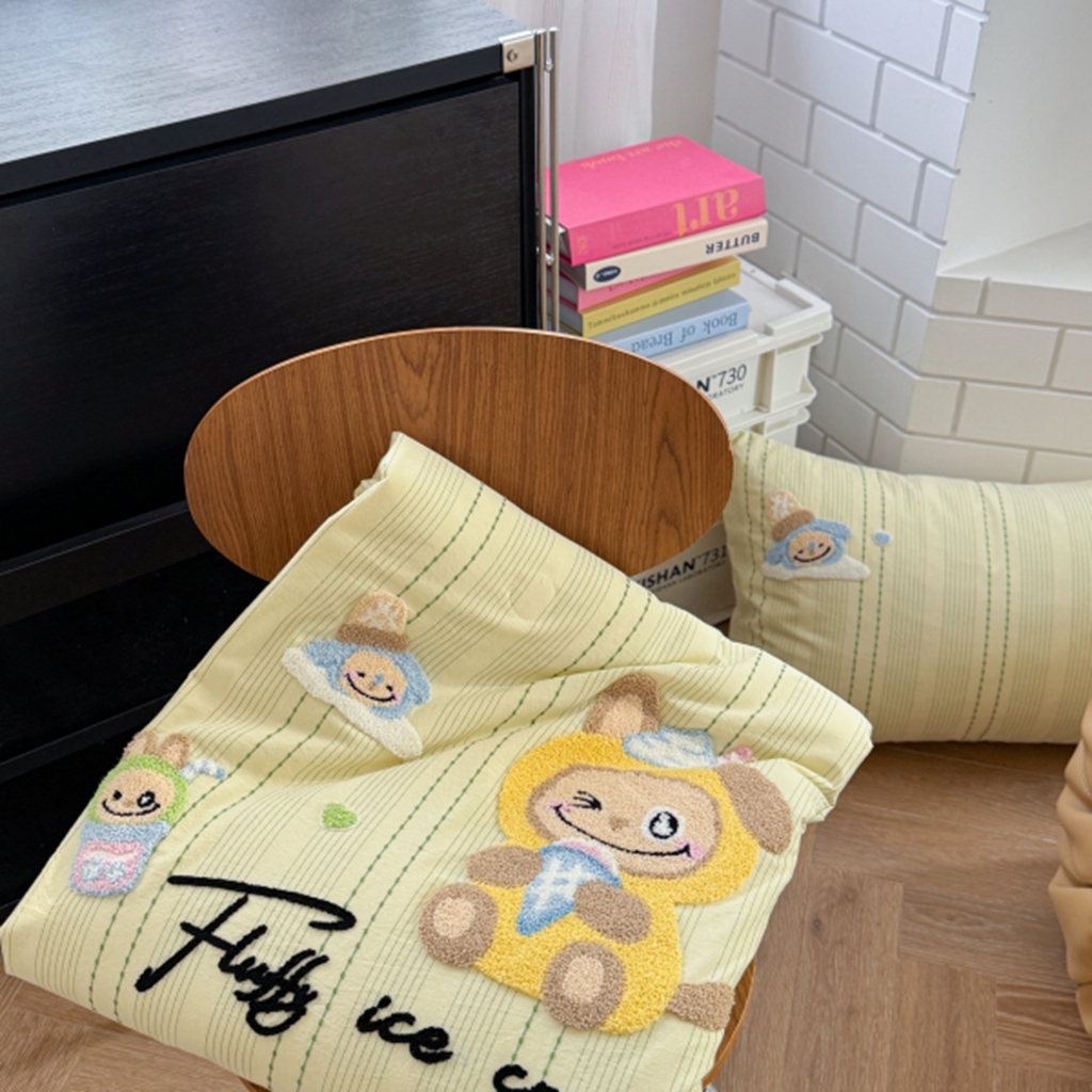 （总）柚子YOUTH 2025新款水洗棉提花毛巾绣夏被四件套