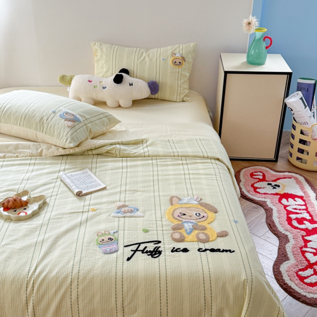 91家纺网 家纺一手货源 找家纺 （总）柚子YOUTH 2025新款水洗棉提花毛巾绣夏被四件套