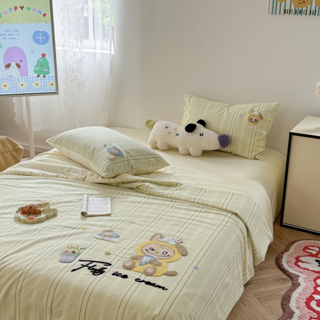 91家纺网 家纺一手货源 找家纺 （总）柚子YOUTH 2025新款水洗棉提花毛巾绣夏被四件套