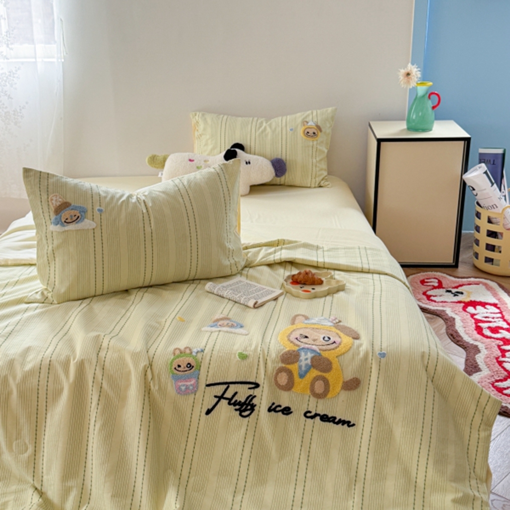 91家纺网 家纺一手货源 找家纺 （总）柚子YOUTH 2025新款水洗棉提花毛巾绣夏被四件套