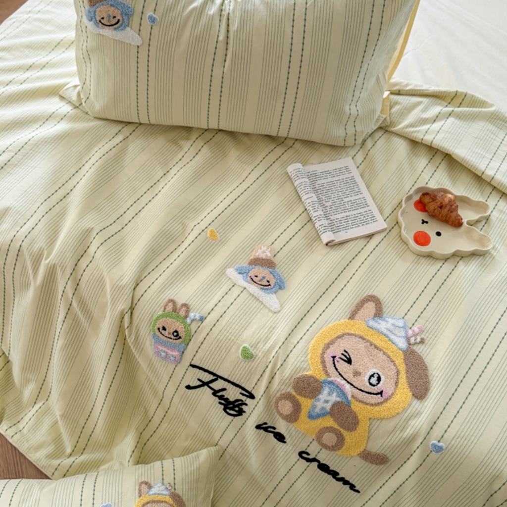 91家纺网 家纺一手货源 找家纺 （总）柚子YOUTH 2025新款水洗棉提花毛巾绣夏被四件套