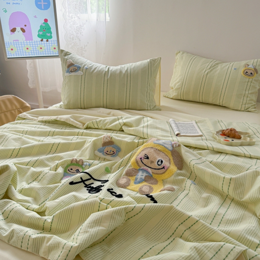 91家纺网 家纺一手货源 找家纺 （总）柚子YOUTH 2025新款水洗棉提花毛巾绣夏被四件套