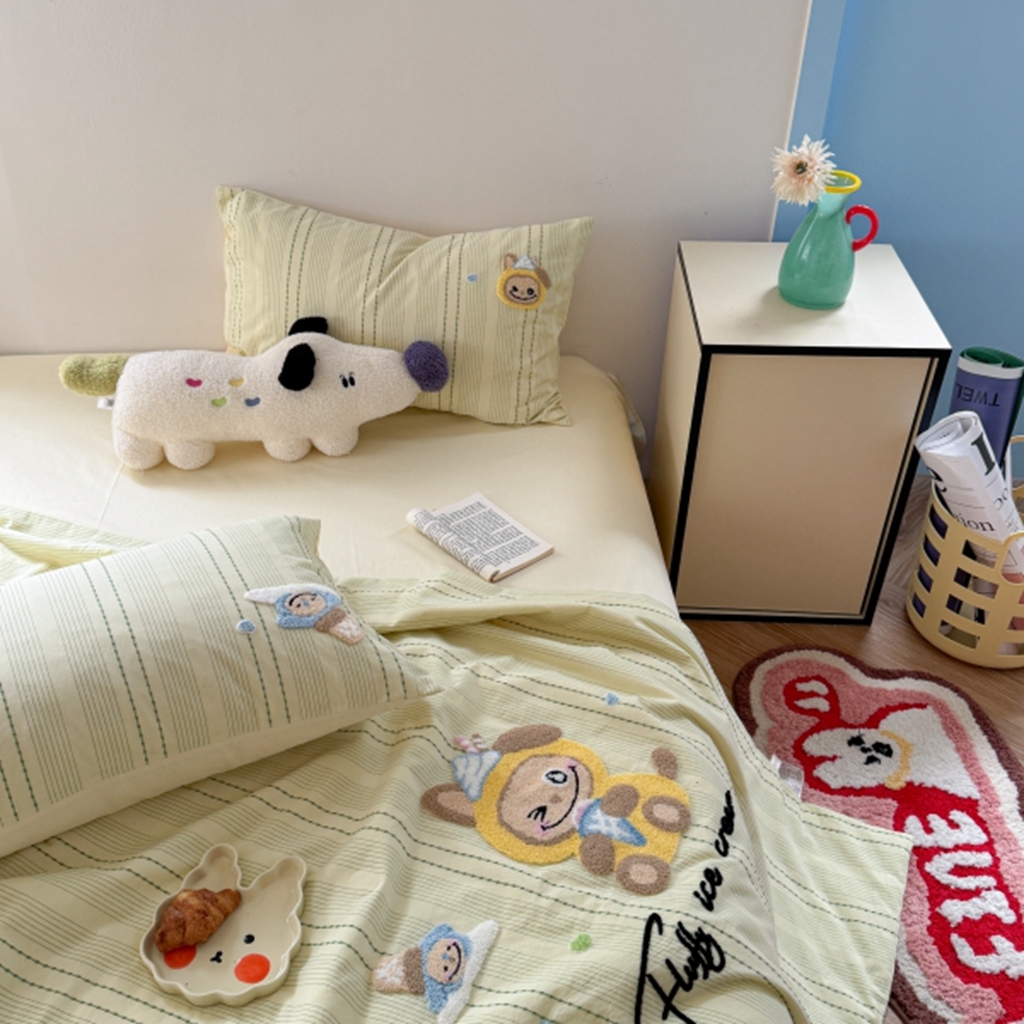 91家纺网 家纺一手货源 找家纺 （总）柚子YOUTH 2025新款水洗棉提花毛巾绣夏被四件套