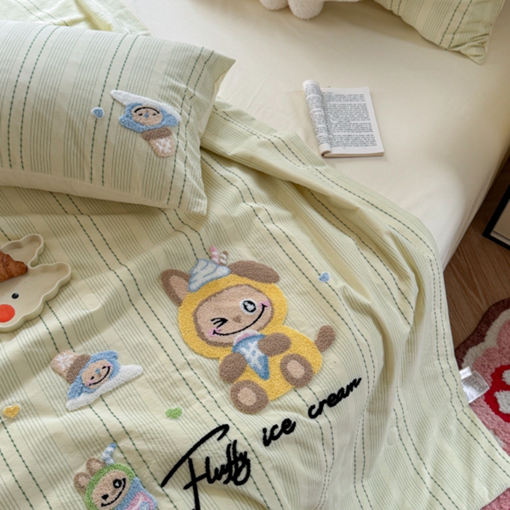 91家纺网 家纺一手货源 找家纺 （总）柚子YOUTH 2025新款水洗棉提花毛巾绣夏被四件套