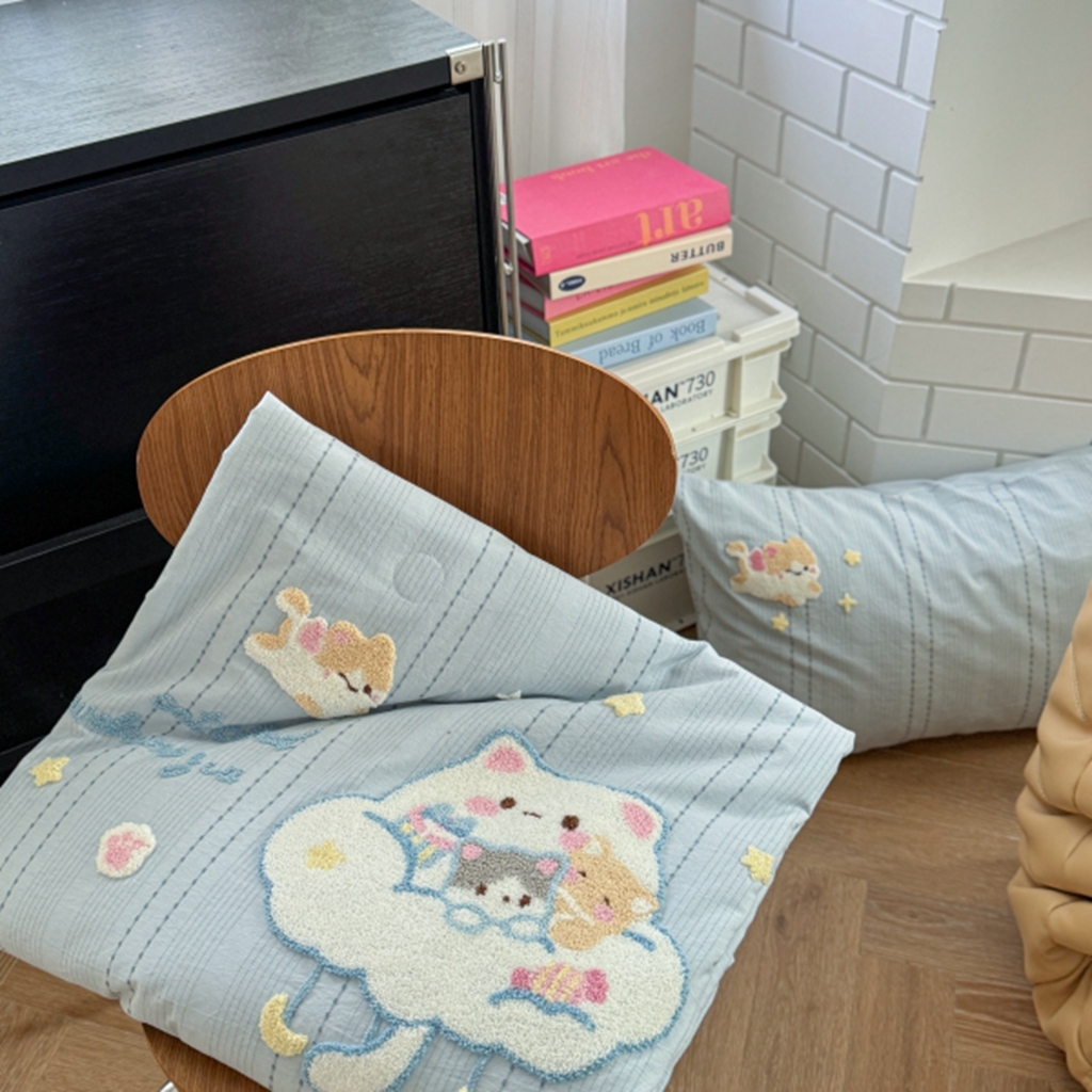 91家纺网 家纺一手货源 找家纺 （总）柚子YOUTH 2025新款水洗棉提花毛巾绣夏被四件套