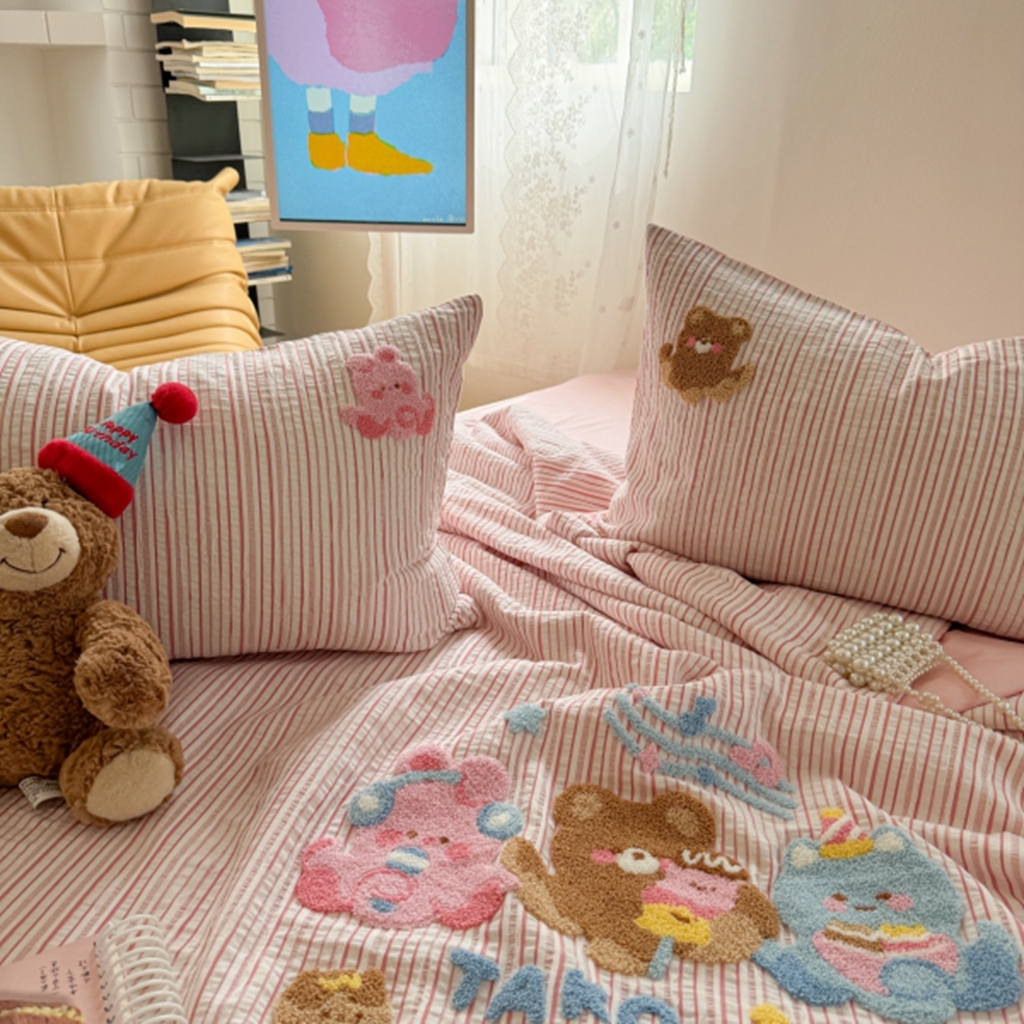 91家纺网 家纺一手货源 找家纺 柚子YOUTH 2025新款水洗棉提花毛巾绣夏被四件套 音乐章鱼