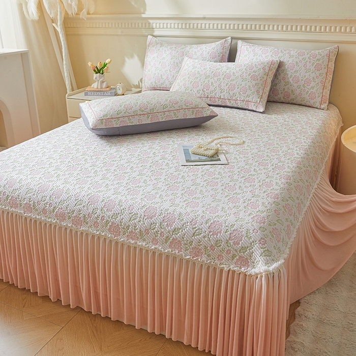 91家纺网 家纺一手货源 找家纺 （总）罗艺轩 2025新款床裙款透气凉感豆豆软凉席席子