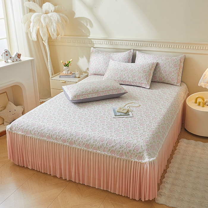 91家纺网 家纺一手货源 找家纺 （总）罗艺轩 2025新款床裙款透气凉感豆豆软凉席席子