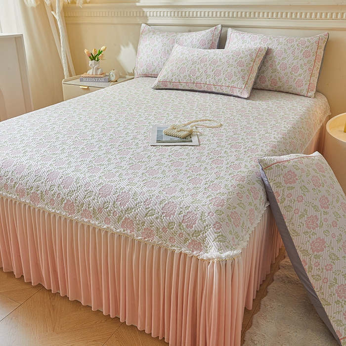 91家纺网 家纺一手货源 找家纺 （总）罗艺轩 2025新款床裙款透气凉感豆豆软凉席席子