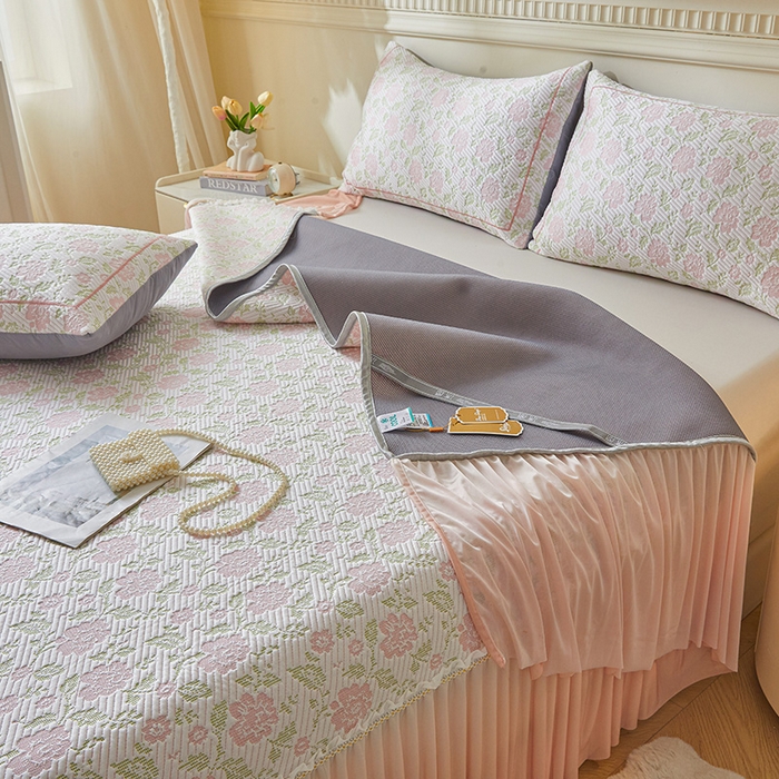 91家纺网 家纺一手货源 找家纺 （总）罗艺轩 2025新款床裙款透气凉感豆豆软凉席席子