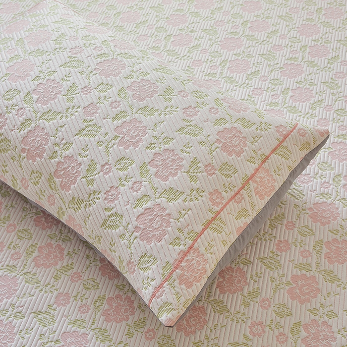 91家纺网 家纺一手货源 找家纺 罗艺轩 2025新款床裙款透气凉感豆豆软凉席席子 花妍-粉