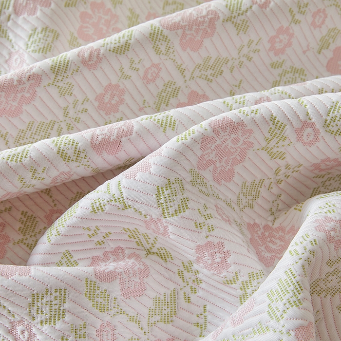 91家纺网 家纺一手货源 找家纺 罗艺轩 2025新款床裙款透气凉感豆豆软凉席席子 花妍-粉