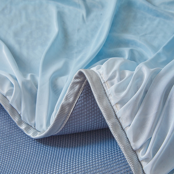 91家纺网 家纺一手货源 找家纺 罗艺轩 2025新款床裙款透气凉感豆豆软凉席席子 花妍-蓝