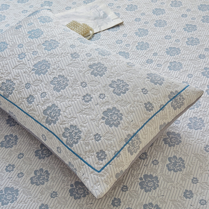 91家纺网 家纺一手货源 找家纺 罗艺轩 2025新款床裙款透气凉感豆豆软凉席席子 花妍-蓝