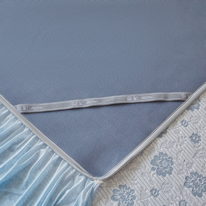 91家纺网 家纺一手货源 找家纺 罗艺轩 2025新款床裙款透气凉感豆豆软凉席席子 花妍-蓝