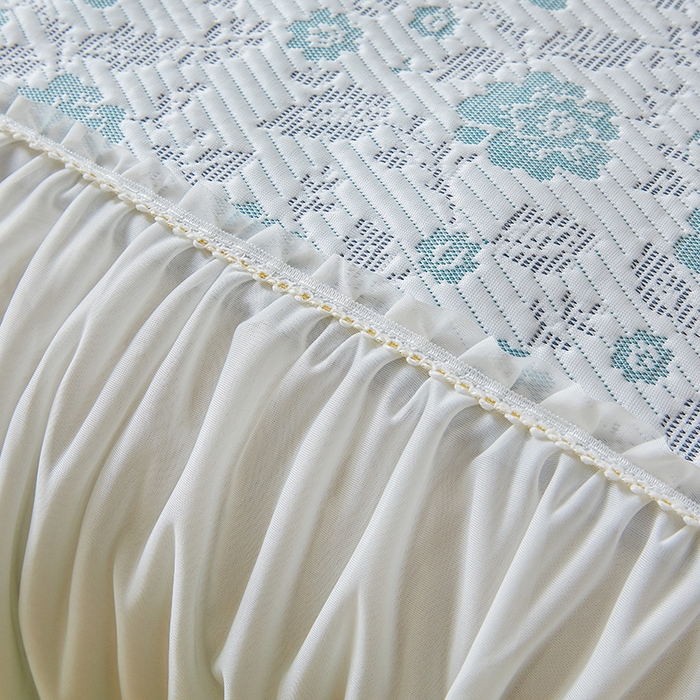 91家纺网 家纺一手货源 找家纺 罗艺轩 2025新款床裙款透气凉感豆豆软凉席席子 花妍-绿