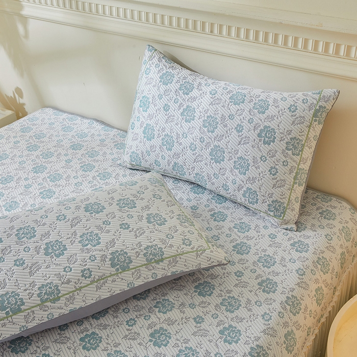 91家纺网 家纺一手货源 找家纺 罗艺轩 2025新款床裙款透气凉感豆豆软凉席席子 花妍-绿