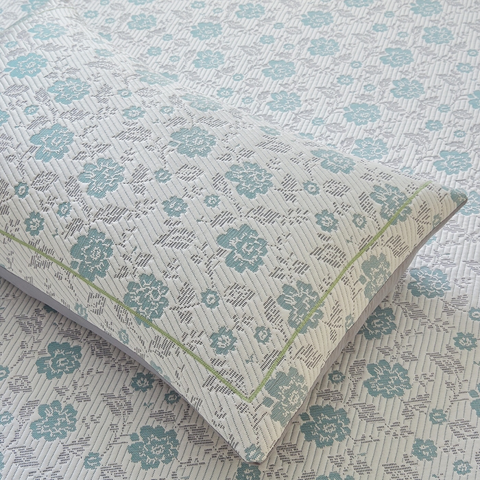 91家纺网 家纺一手货源 找家纺 罗艺轩 2025新款床裙款透气凉感豆豆软凉席席子 花妍-绿