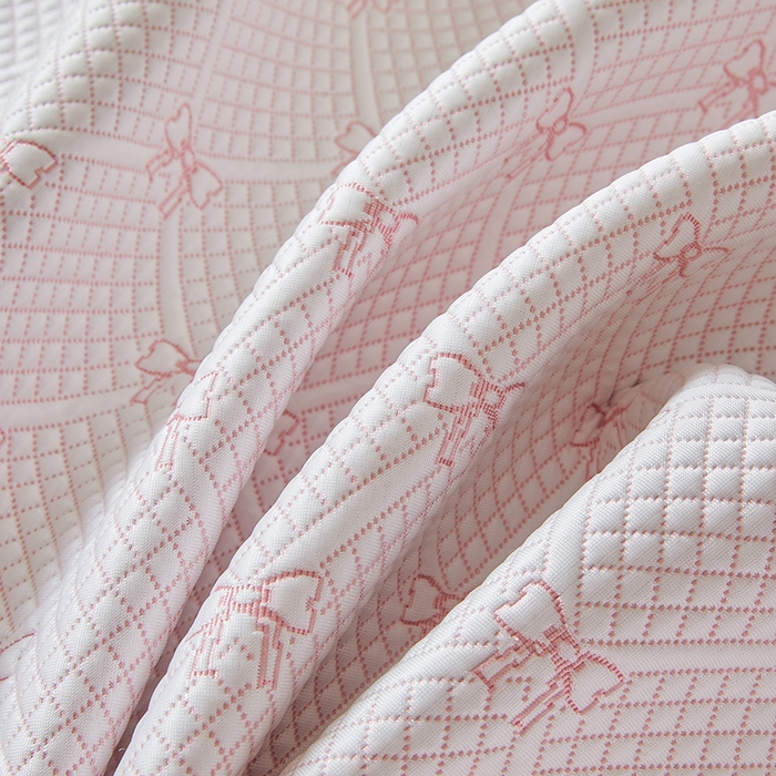 91家纺网 家纺一手货源 找家纺 罗艺轩 2025新款床裙款透气凉感豆豆软凉席席子 梦蝶-粉