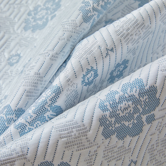 91家纺网 家纺一手货源 找家纺 罗艺轩 2025新款床裙款透气凉感豆豆软凉席席子 梦蝶-蓝