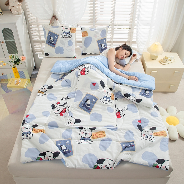 91家纺网 家纺一手货源 找家纺 照世家纺 2025春夏新款全棉纯棉印花A类抱枕被 奥利夹心 40x40展开105x150