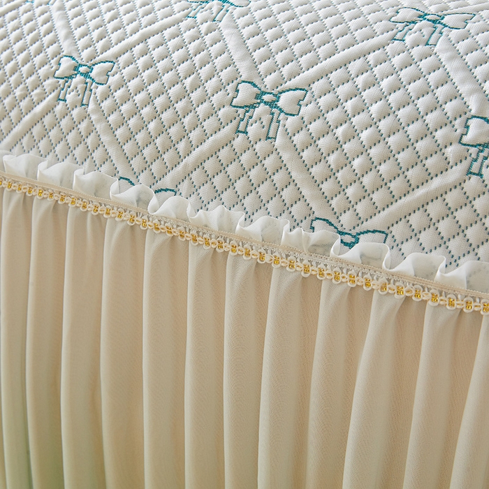 91家纺网 家纺一手货源 找家纺 罗艺轩 2025新款床裙款透气凉感豆豆软凉席席子 梦蝶-绿