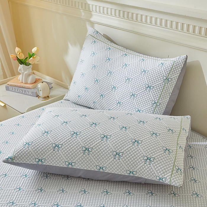 91家纺网 家纺一手货源 找家纺 罗艺轩 2025新款床裙款透气凉感豆豆软凉席席子 梦蝶-绿