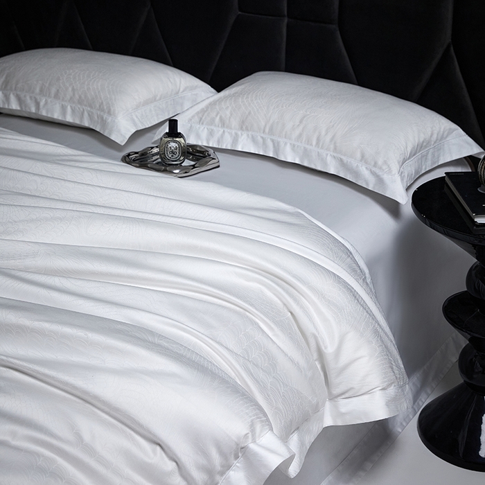 91家纺网 家纺一手货源 找家纺 洽想家 2025新款长绒棉贡缎提花手工立体埋绳工艺四件套礼盒包装 格律时尚-增白