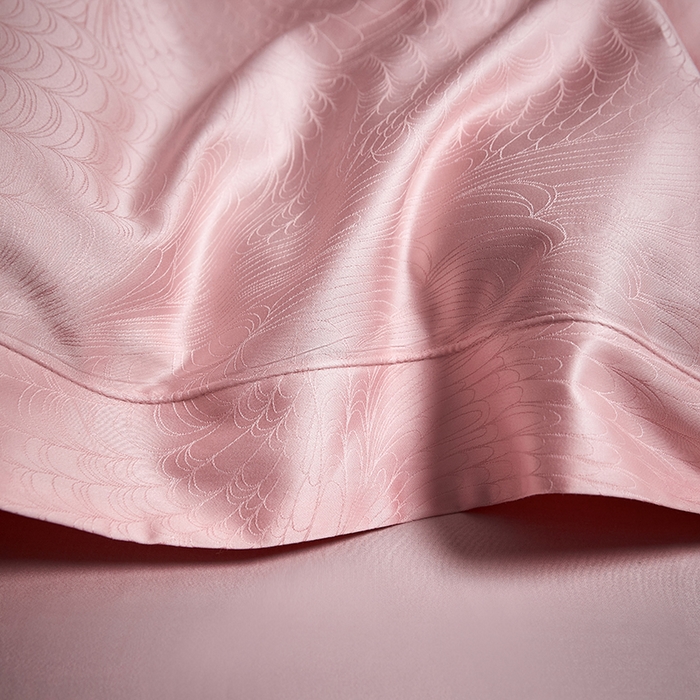 91家纺网 家纺一手货源 找家纺 洽想家 2025新款长绒棉贡缎提花手工立体埋绳工艺四件套礼盒包装 格律时尚-粉玉