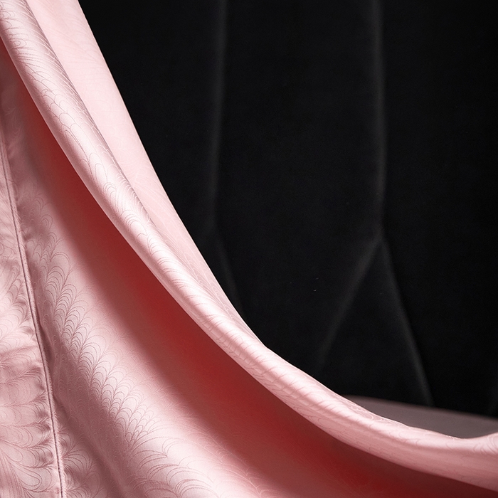 91家纺网 家纺一手货源 找家纺 洽想家 2025新款长绒棉贡缎提花手工立体埋绳工艺四件套礼盒包装 格律时尚-粉玉