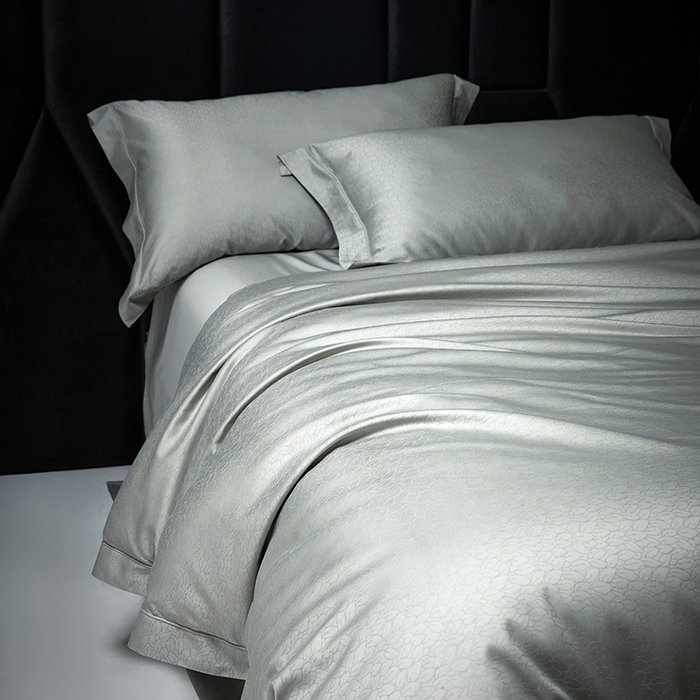 91家纺网 家纺一手货源 找家纺 洽想家 2025新款长绒棉贡缎提花手工立体埋绳工艺四件套礼盒包装 奢华魅力-水绿