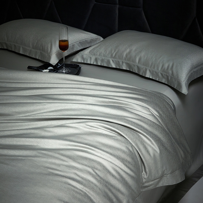 91家纺网 家纺一手货源 找家纺 洽想家 2025新款长绒棉贡缎提花手工立体埋绳工艺四件套礼盒包装 奢华魅力-水绿