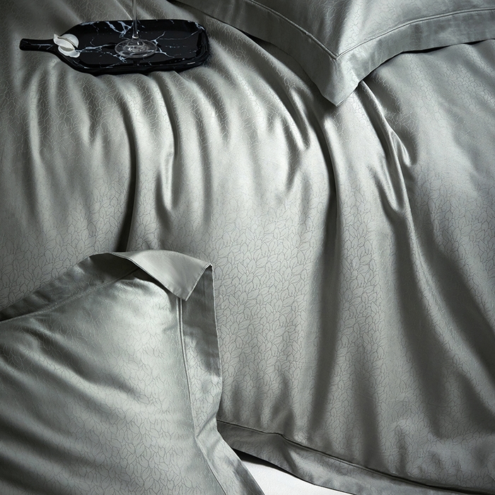 91家纺网 家纺一手货源 找家纺 洽想家 2025新款长绒棉贡缎提花手工立体埋绳工艺四件套礼盒包装 奢华魅力-水绿