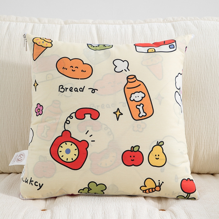 91家纺网 家纺一手货源 找家纺 照世家纺 2025春夏新款全棉纯棉印花A类抱枕被 涂鸦乐园 45x45展开120x160